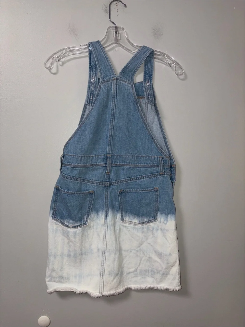 Old Navy Dip Dye Denim‎ Jean Overall Dress Raw Hem Girls XL 14
